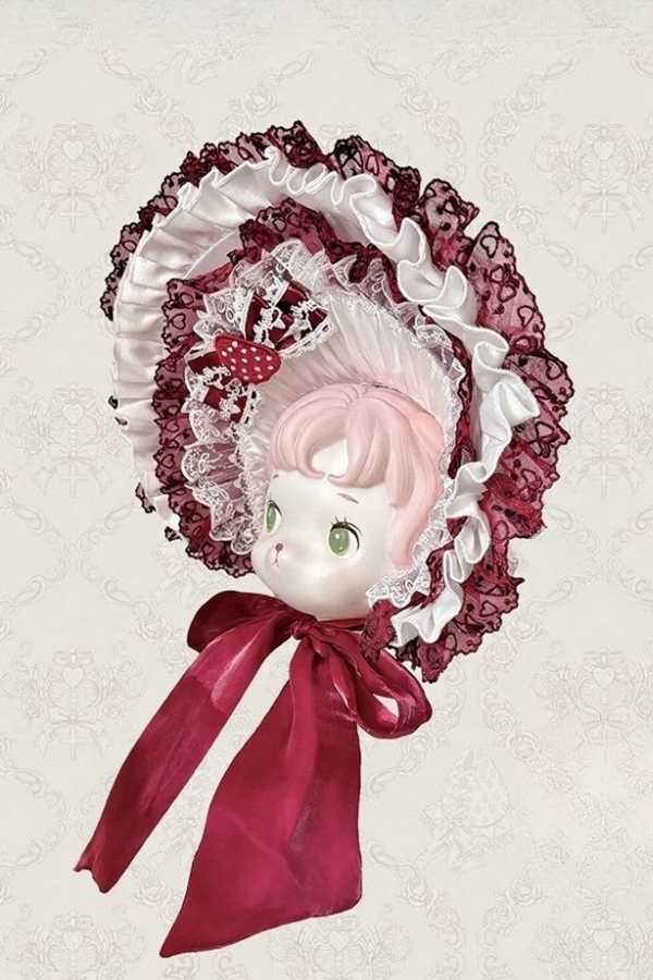 【11月4日予約締切】Strawberry Print Sweet Lolita And Gothic Lolita Series Accessories (Bonnet, Headband, Bone Embroidered Ribbon Brooch, Pair Of Ribbon Hair Clips)