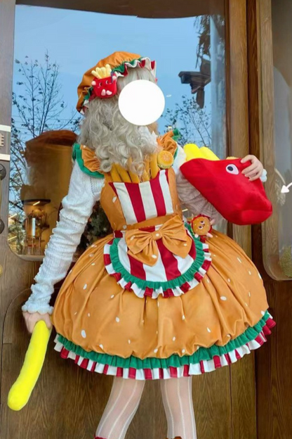 [Reservierungsschluss 18. April] Köstlicher Burger Süßes Knospenrock-Kleid-Set