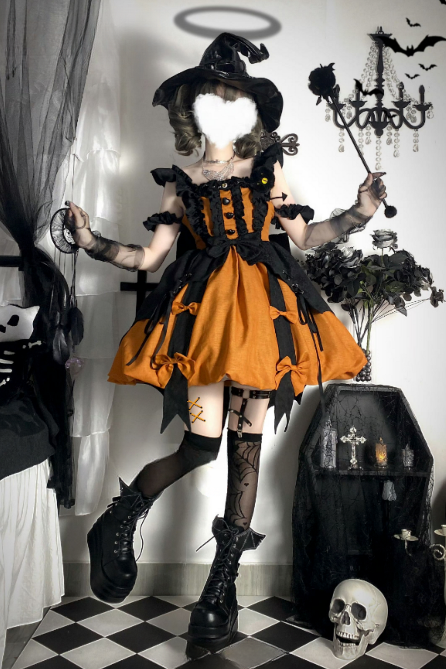 [Reservation deadline on October 5] Little Witch Halloween Bud Dress Set + Witch Hat