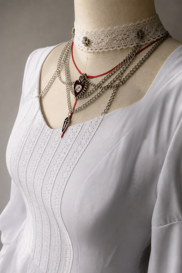 [Pre-order Deadline: May 30] Black and White Gothic Lolita Series Accessories (Choker, Chain Brooch, Fake Collar 1/2)