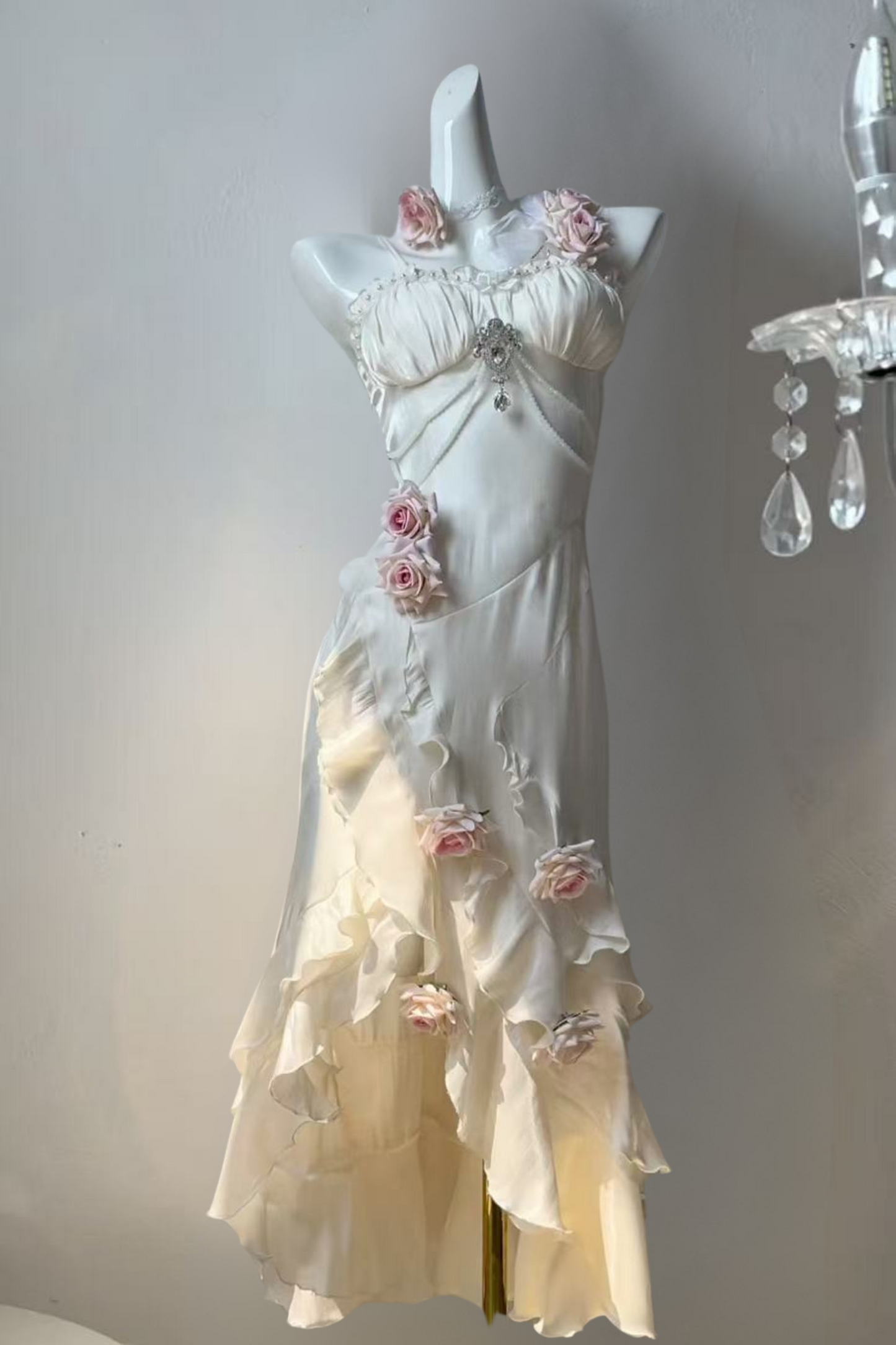 Amour Rose Bianca White and Blue Mermaid Dress Set