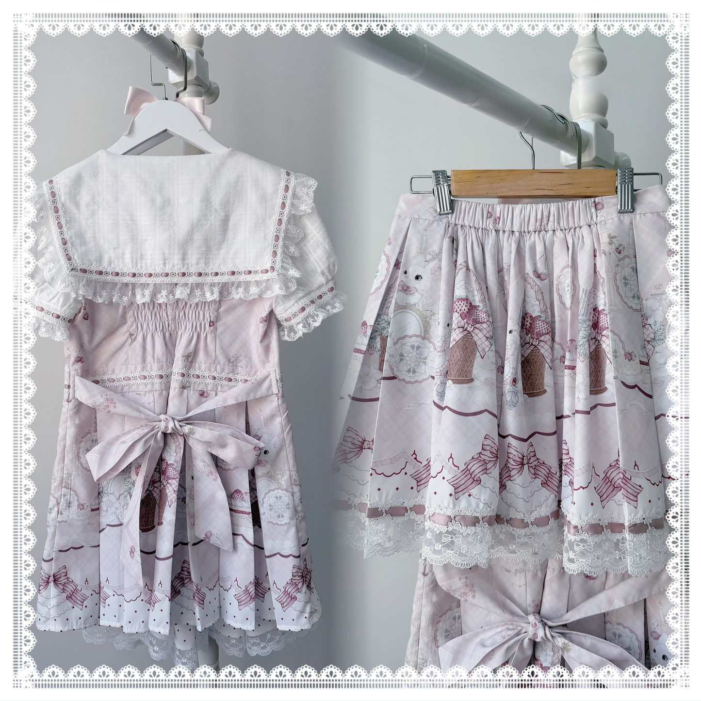 [Pre-order Deadline: April 15] Strawberry Rabbit Sailor Collar Lace Ribbon Dress Matching Set + Complete Set + Accessories