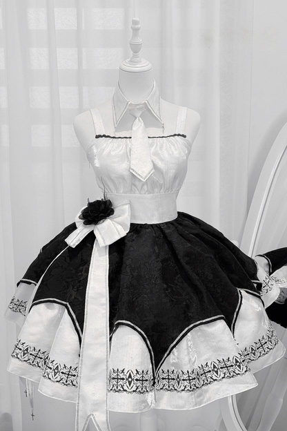[Pre-order Deadline: April 11] White Black Noir Dark Gothic Lolita Jacket Dress Princess Sleeve Full Set + Matching Set