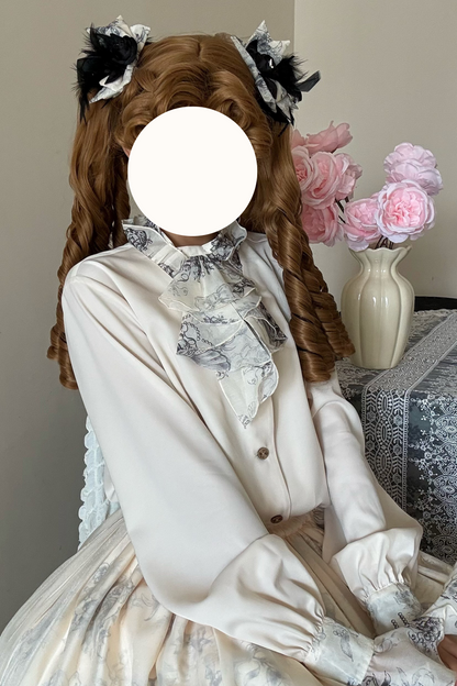 [Pre-order item] Brandy French Pearl Elegant Bustier Dress + Long Skirt + Black Jacquard Jacket + Complete Accessories