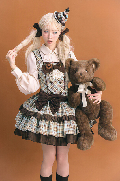 [September 16 Reservation Deadline] Afternoon Tea Sweet Chocolate Check Dress Suit