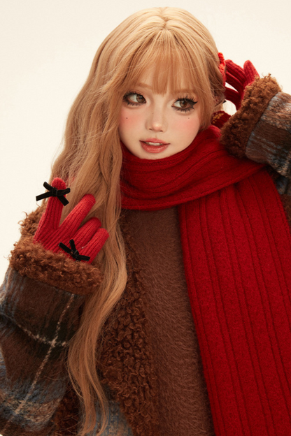 Red Bow Winter Glove