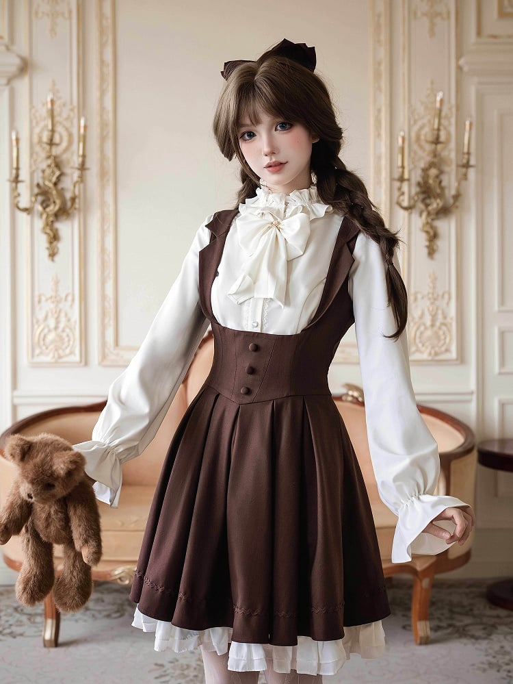 【4月14日予約締切】クラシックラペルショルダースウィートロリータコルセットサスドレス