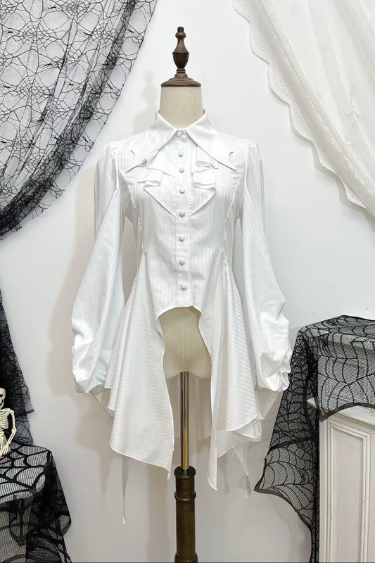 【12月29日予約締切】ダークゴシックコウモリカラーエレガントロングテールシャツ