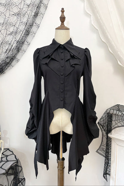 【12月29日予約締切】ダークゴシックコウモリカラーエレガントロングテールシャツ