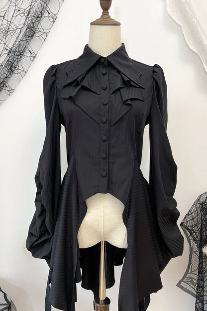 【12月29日予約締切】ダークゴシックコウモリカラーエレガントロングテールシャツ