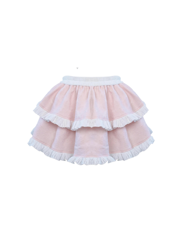 Summer Suit Pink Cardigan Jacket + Camisole + Cake Skirt