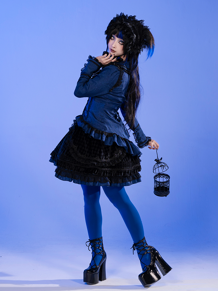 Spider Web Gothic Lace Ribbon Shirt