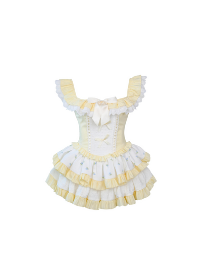 少女椰子芝士波波 5.31 20点新品 9.5折 黄色连衣裙+白色泡泡裤