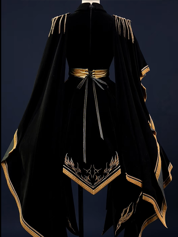 [Deadline for reservations: November 16] Holy army black gold embroidered military cape dress complete set + dress set