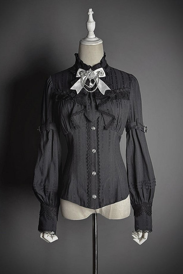 【2月23日予約締切】ドーンブレイカーゴシックフリルスタンドカラージャカードリボンシャツ