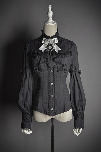 【2月23日予約締切】ドーンブレイカーゴシックフリルスタンドカラージャカードリボンシャツ