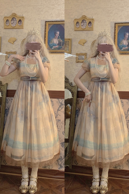 マーブルアートハイウエストマークロリータドレス