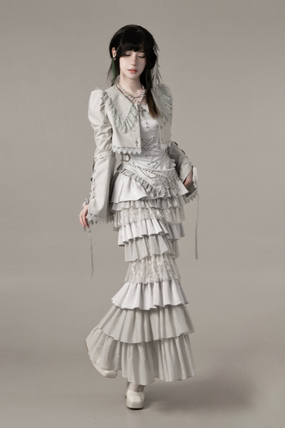 ゴシックロリータスカート+コルセット+ベール+ネックレス+ウエストチェーン