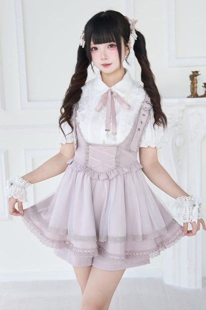 【予約商品】スプレシアーレーススリーブリボンシャツ＋ストラップビスチェドレス