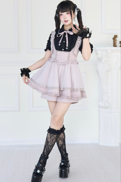 【予約商品】スプレシアーレーススリーブリボンシャツ＋ストラップビスチェドレス