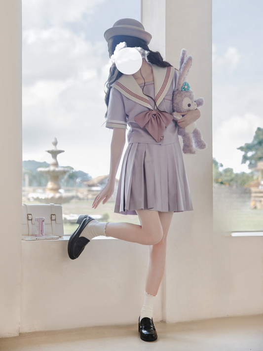 [Reservations] Lilac Summer Sailor Top + Pleated Skirt + Ribbon