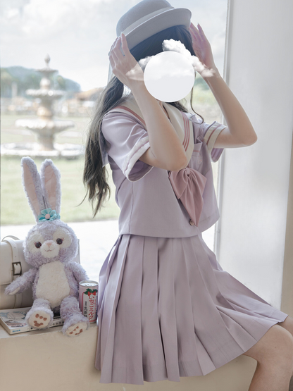 [Reservations] Lilac Summer Sailor Top + Pleated Skirt + Ribbon
