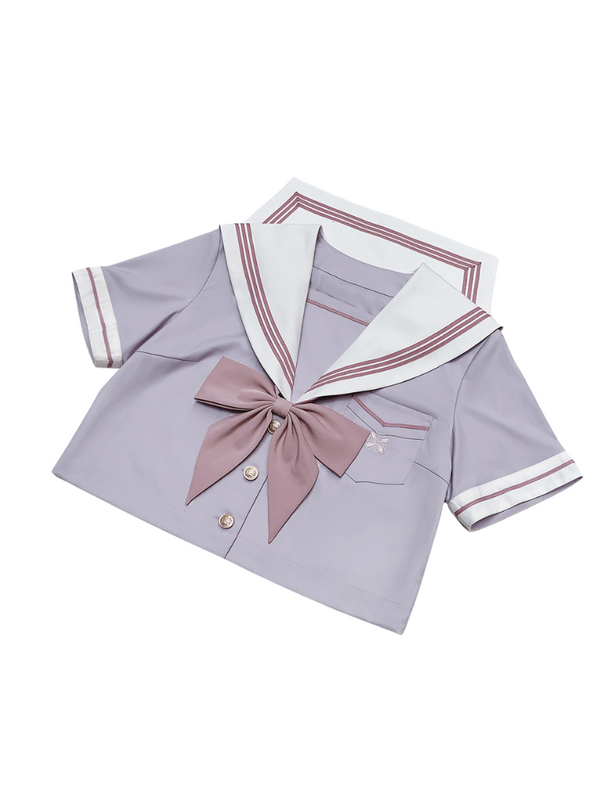 [Reservations] Lilac Summer Sailor Top + Pleated Skirt + Ribbon