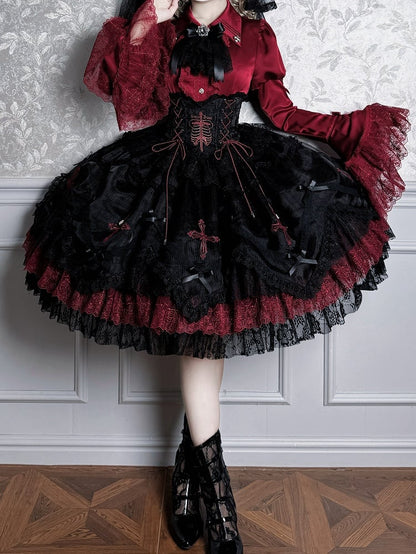 【12月8日予約締切】Black Mist Banquet ゴシックレースジュリエットスリーブシャツ