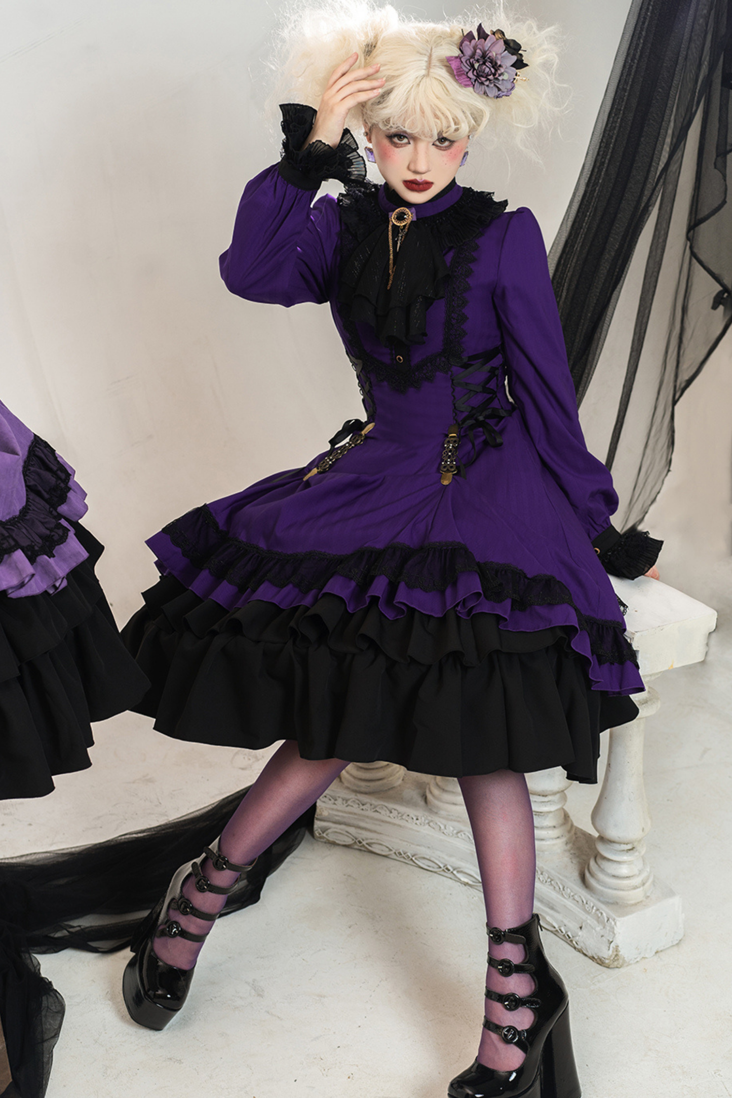 Retro Striped Elegant Gothic Lolita Dress