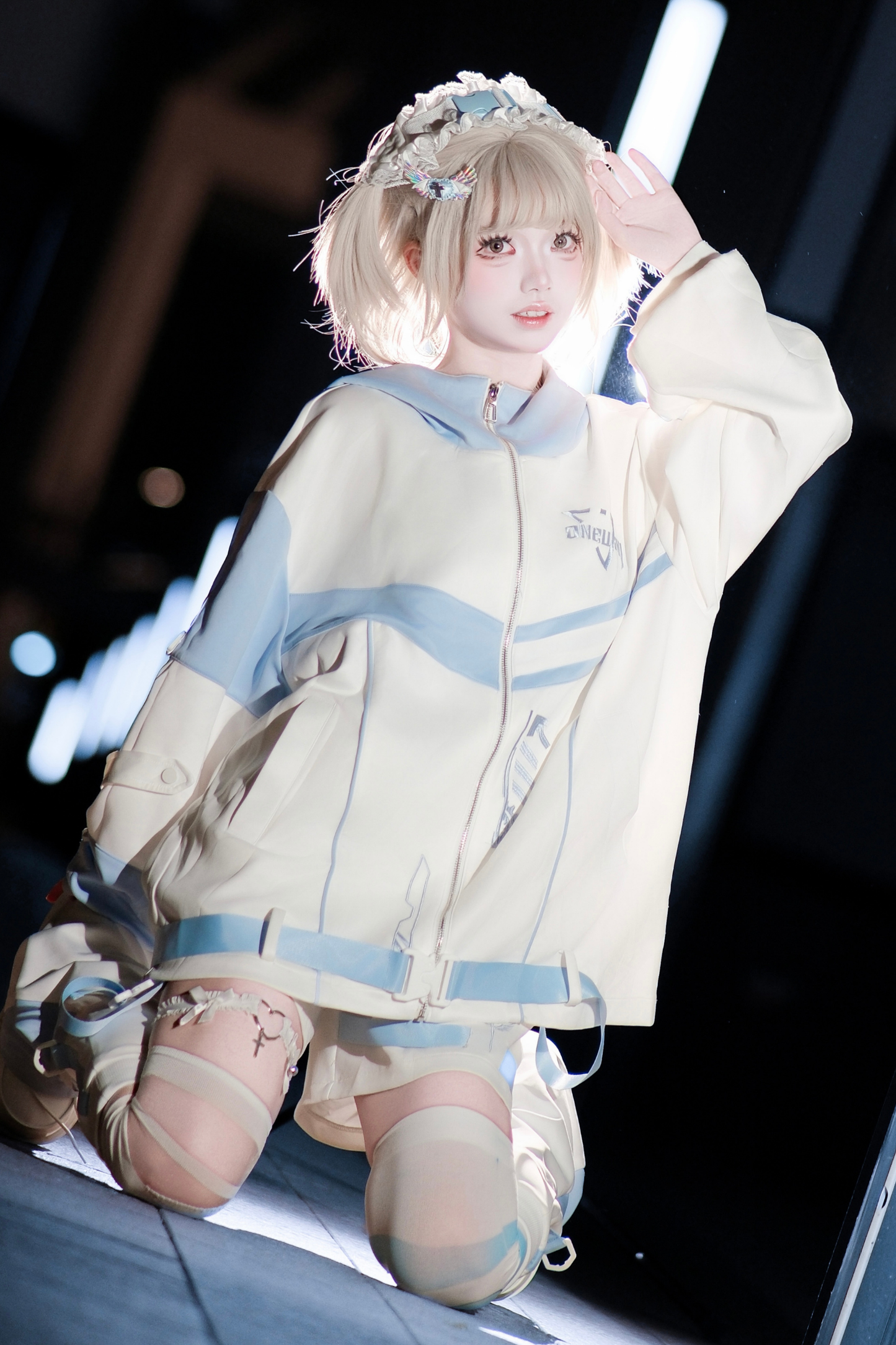 サイバーサブカルジャージジャケット+ショートパンツ+レッグカバー