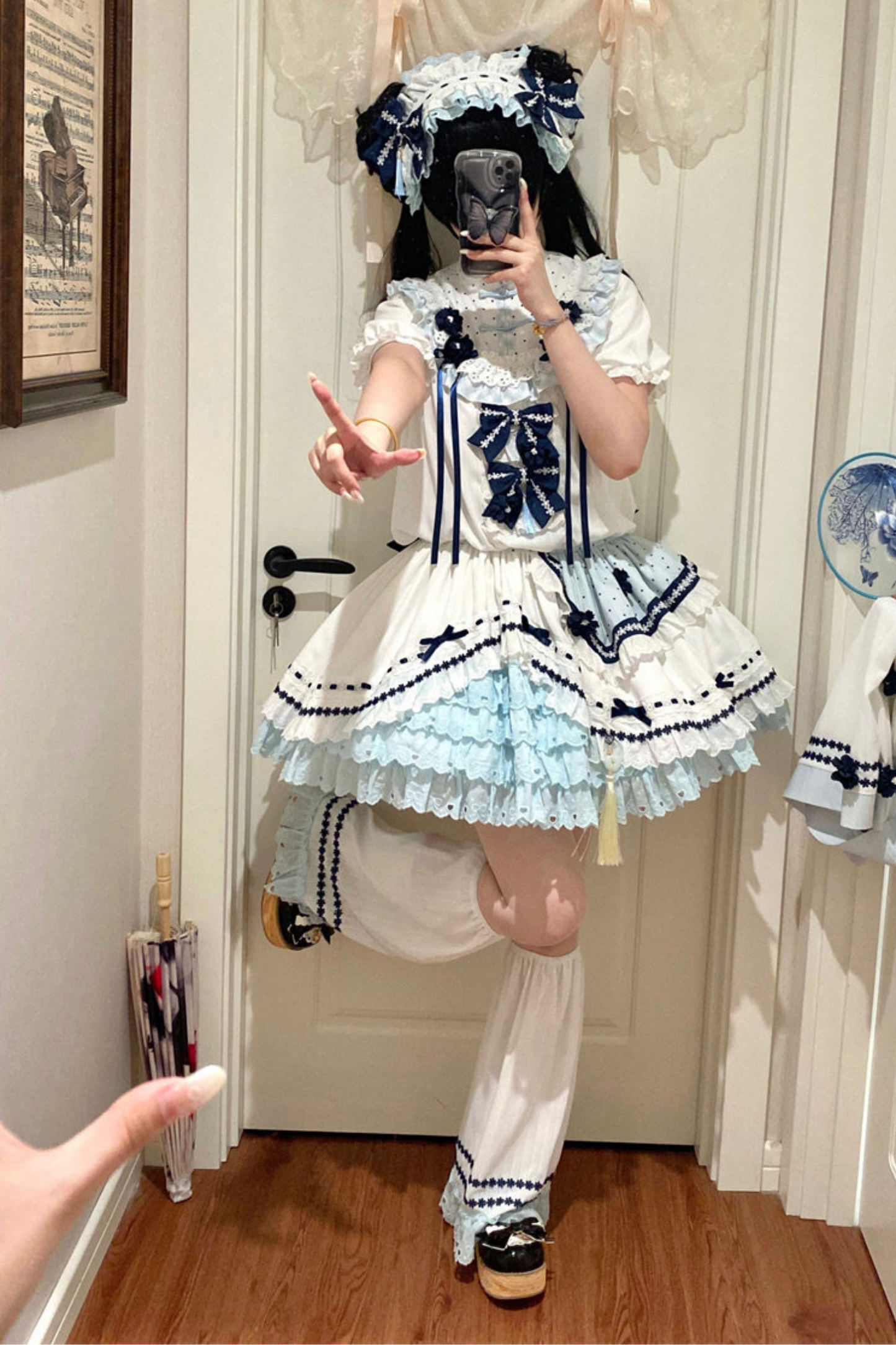 [3월 18일 예약마감] 차이나 드림 원피스 + 점퍼 스커트 + 소매 + 레그 워머 + 머리띠 + 칼라 + 클립 + 리본 + 공주 소매