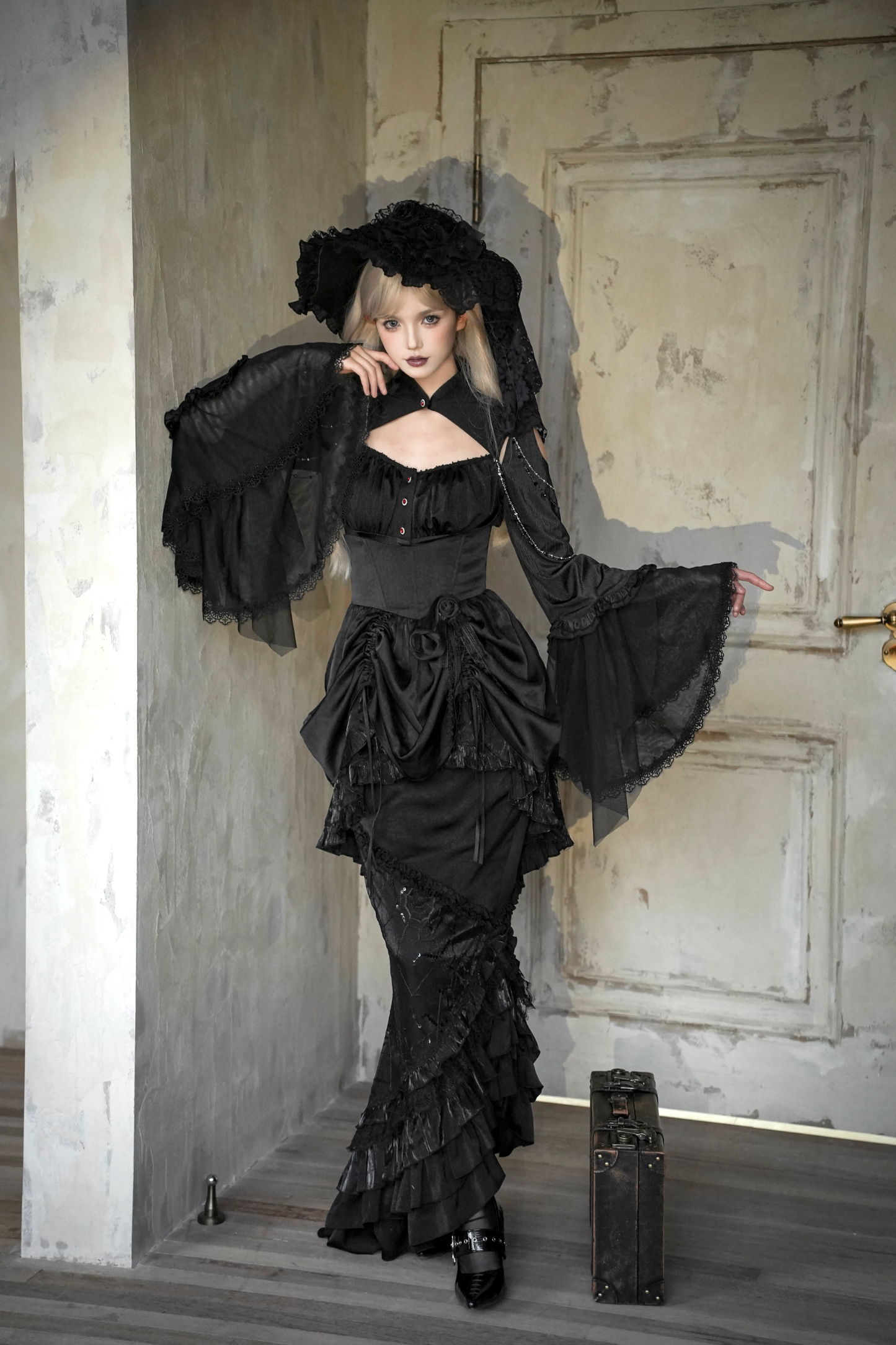 ダークフラワーゴシックロリータセットアップ