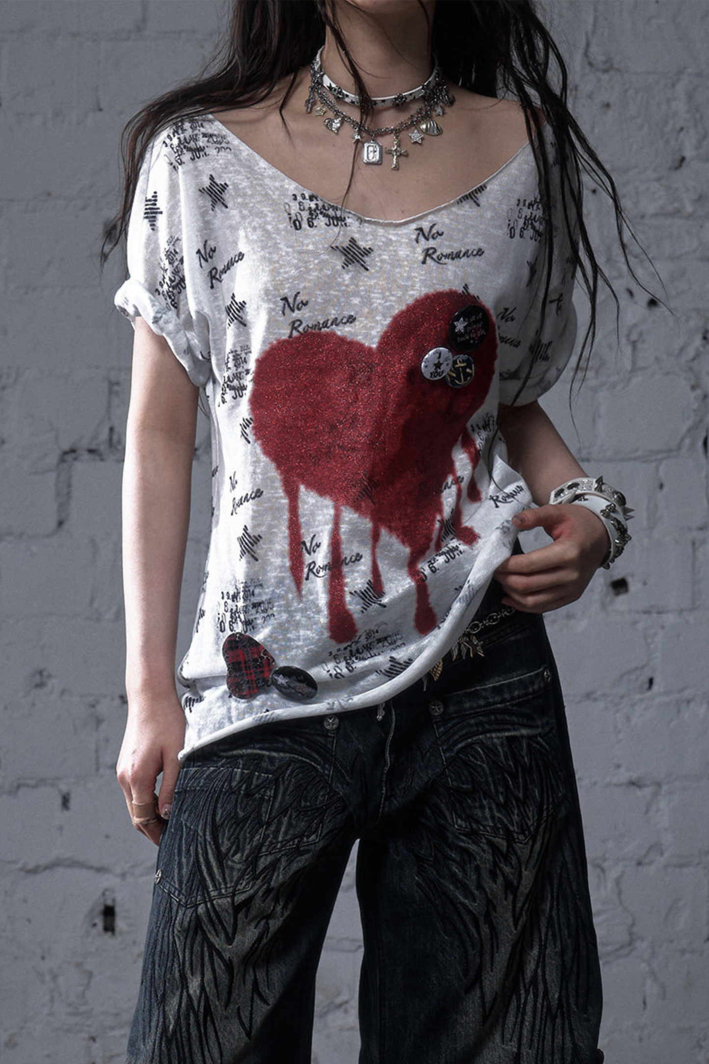 Y2k 타이트 프린트 탑