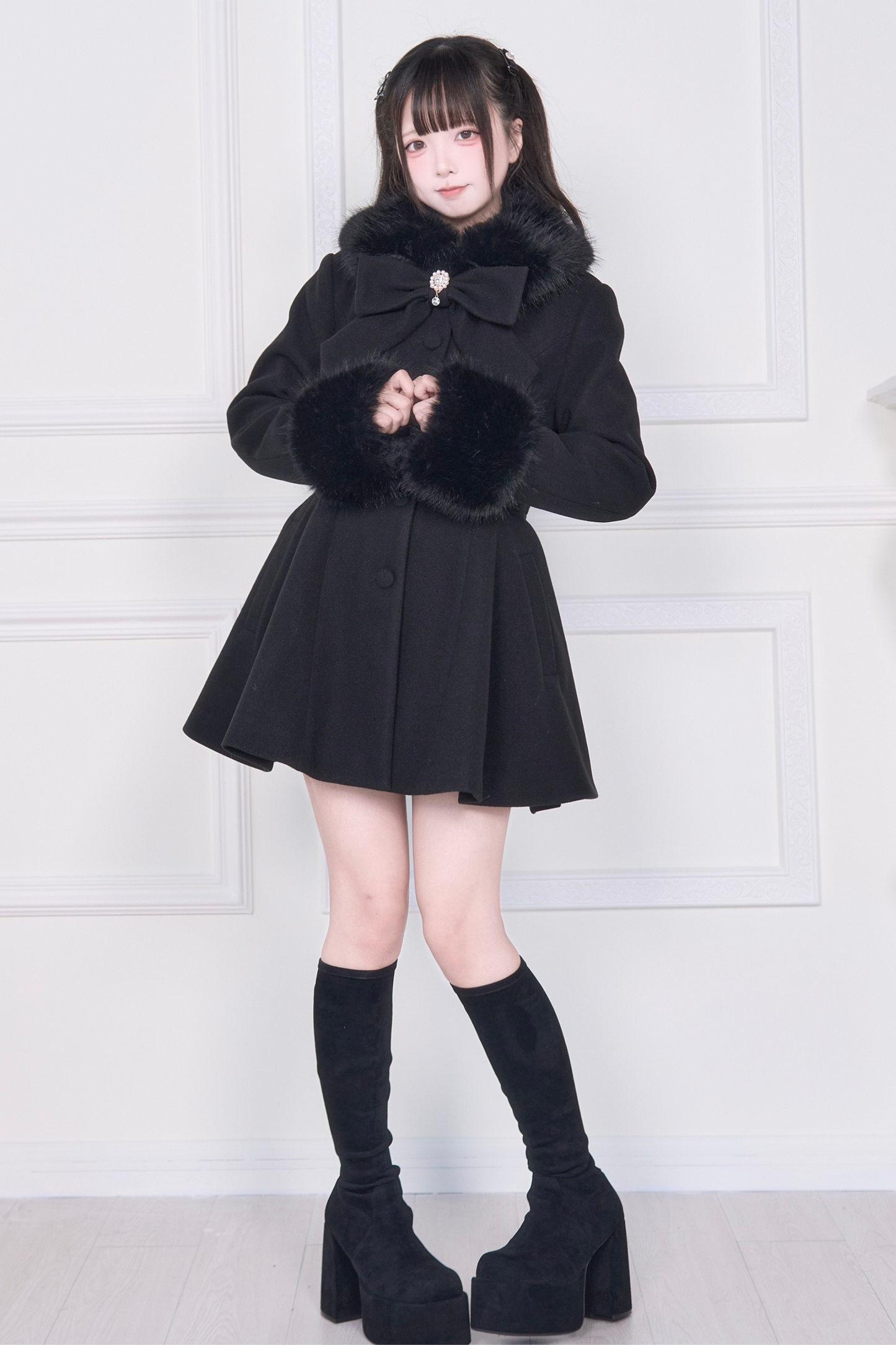 ビッグリボンフレアコート