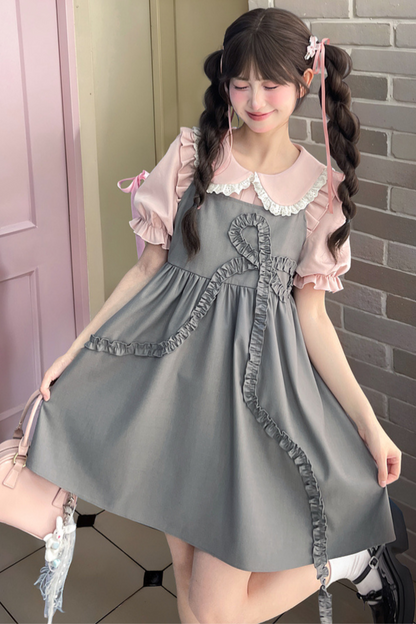 ガーリーグレーピンクセットアップ