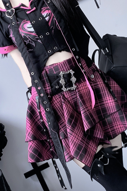 Subculture Rock Top + Check Skirt