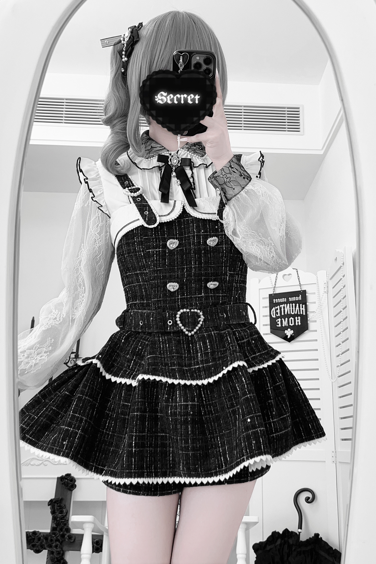 Check Design Suspender Skirt + Pants