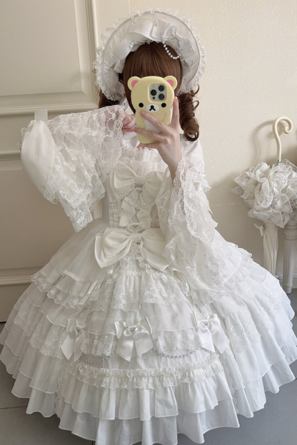 スウィートハートフリルリボンロリータドレス+BNT+ネックレス+姫袖