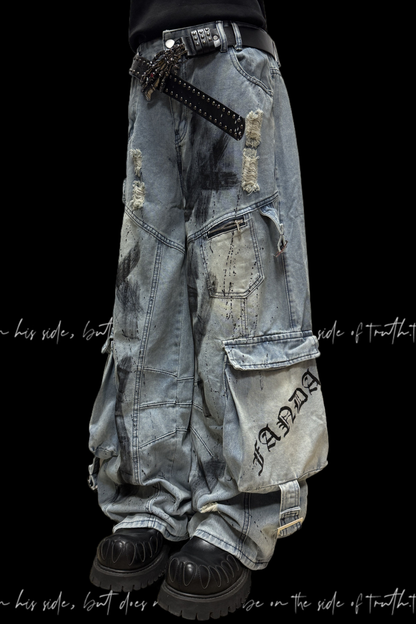 グラフィティデニムカーゴパンツ+ベルト