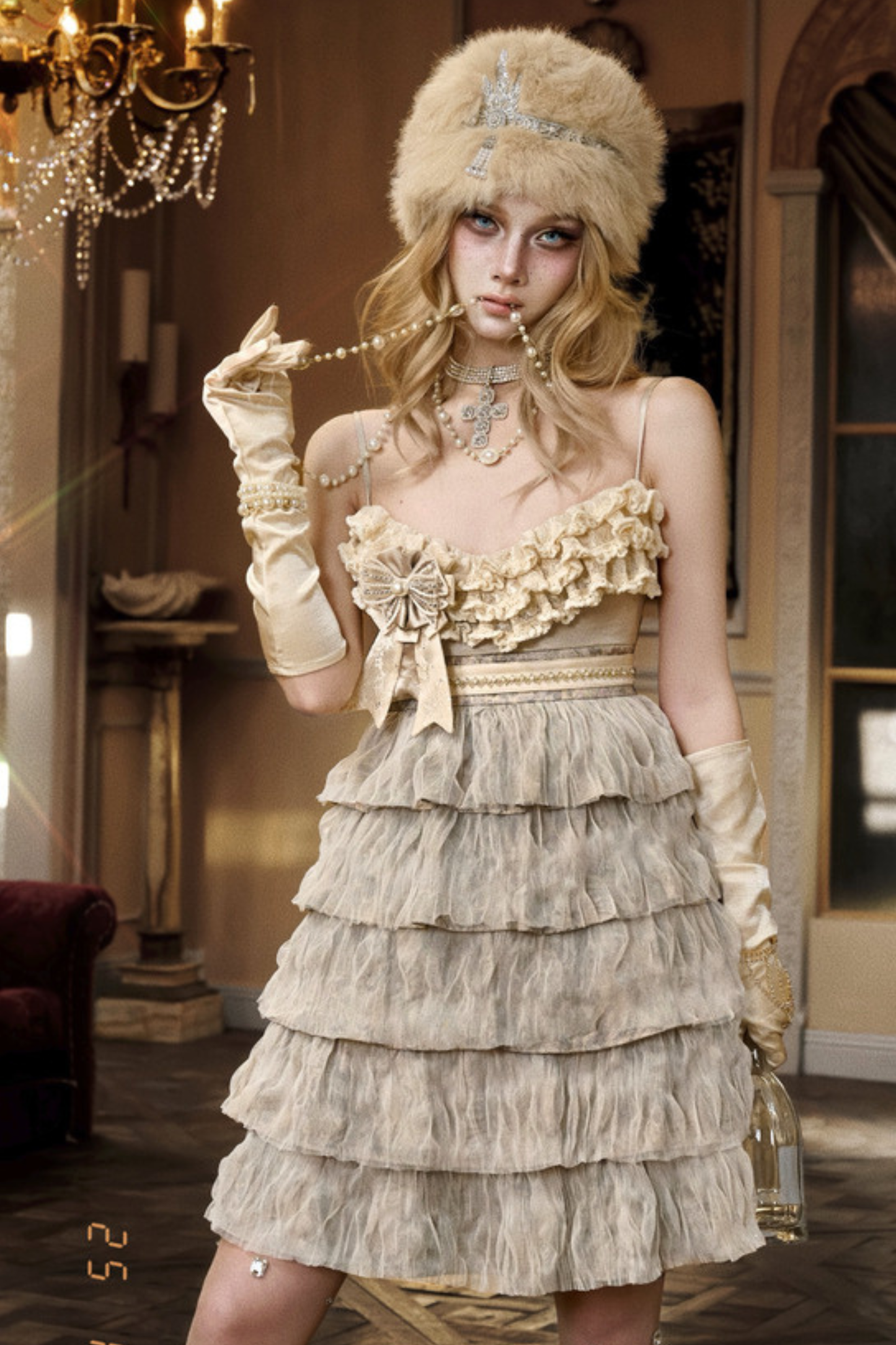 ナイトパーティーゴシックキャミソールドレス+ブローチ