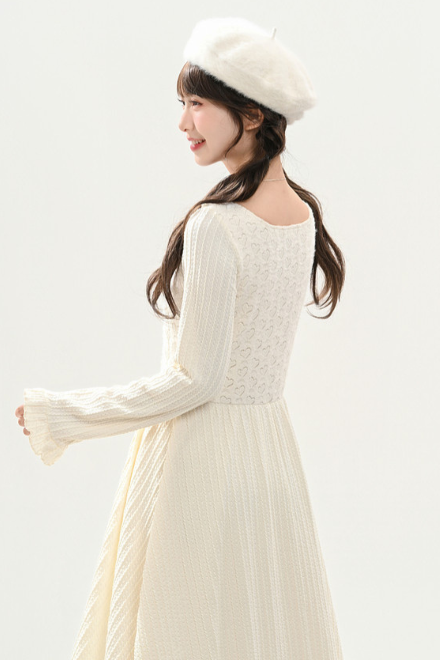 レーススクエアネックフェアリードレス