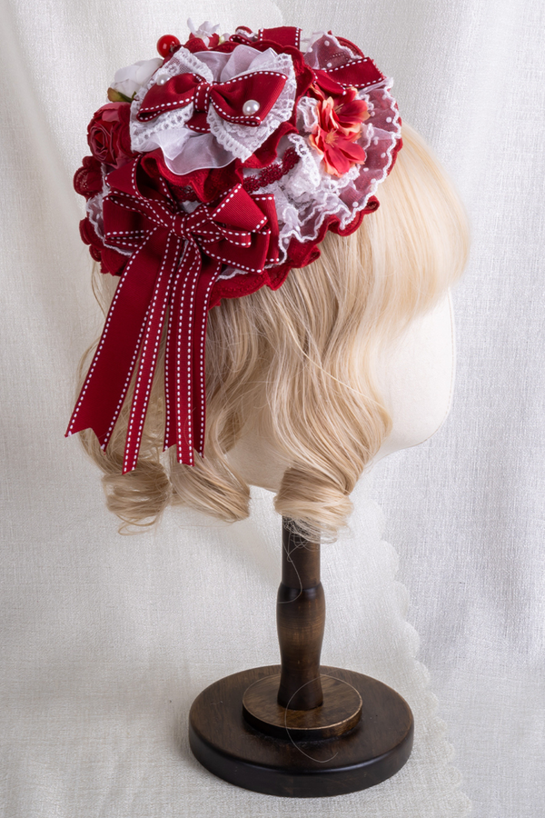 レースステッチロリータヘアバンド+ハットクリップ