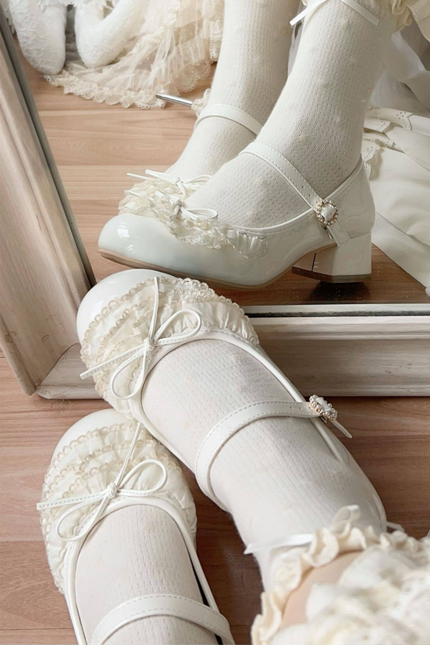 satin lacebow mary jane