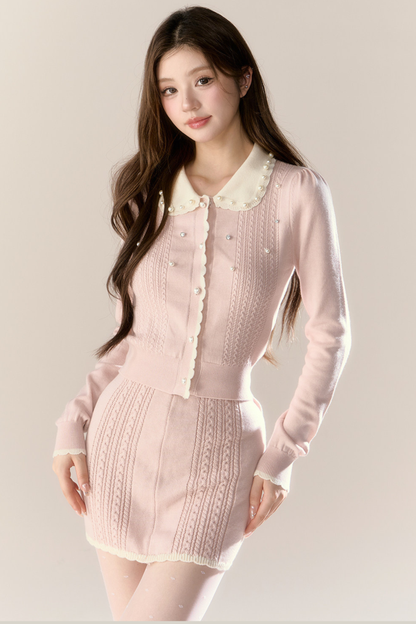 スイートフレンチニットトップス+タイトスカート