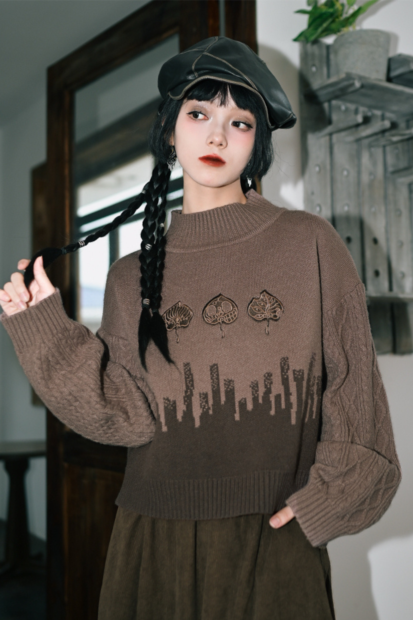 Bicolor Turtleneck Sweater