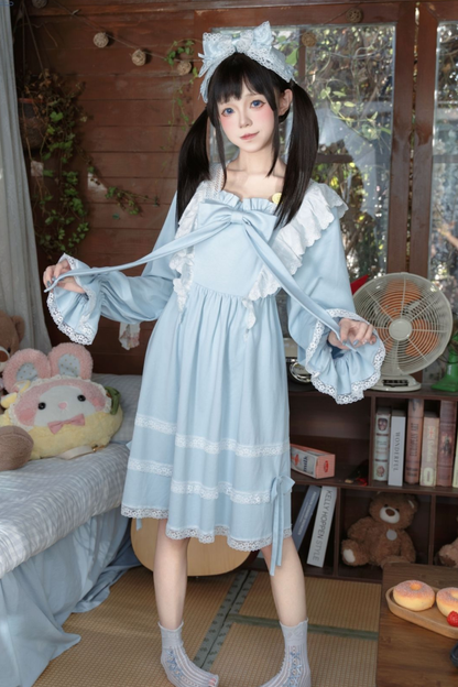 ブルーレースプリンセスドレス+ヘアバンド