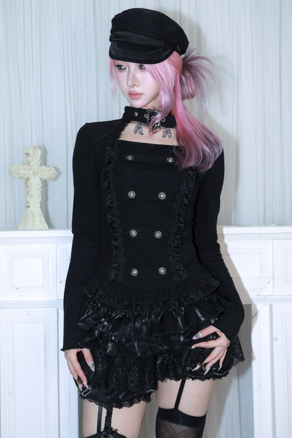 Halter-neck double-breasted top