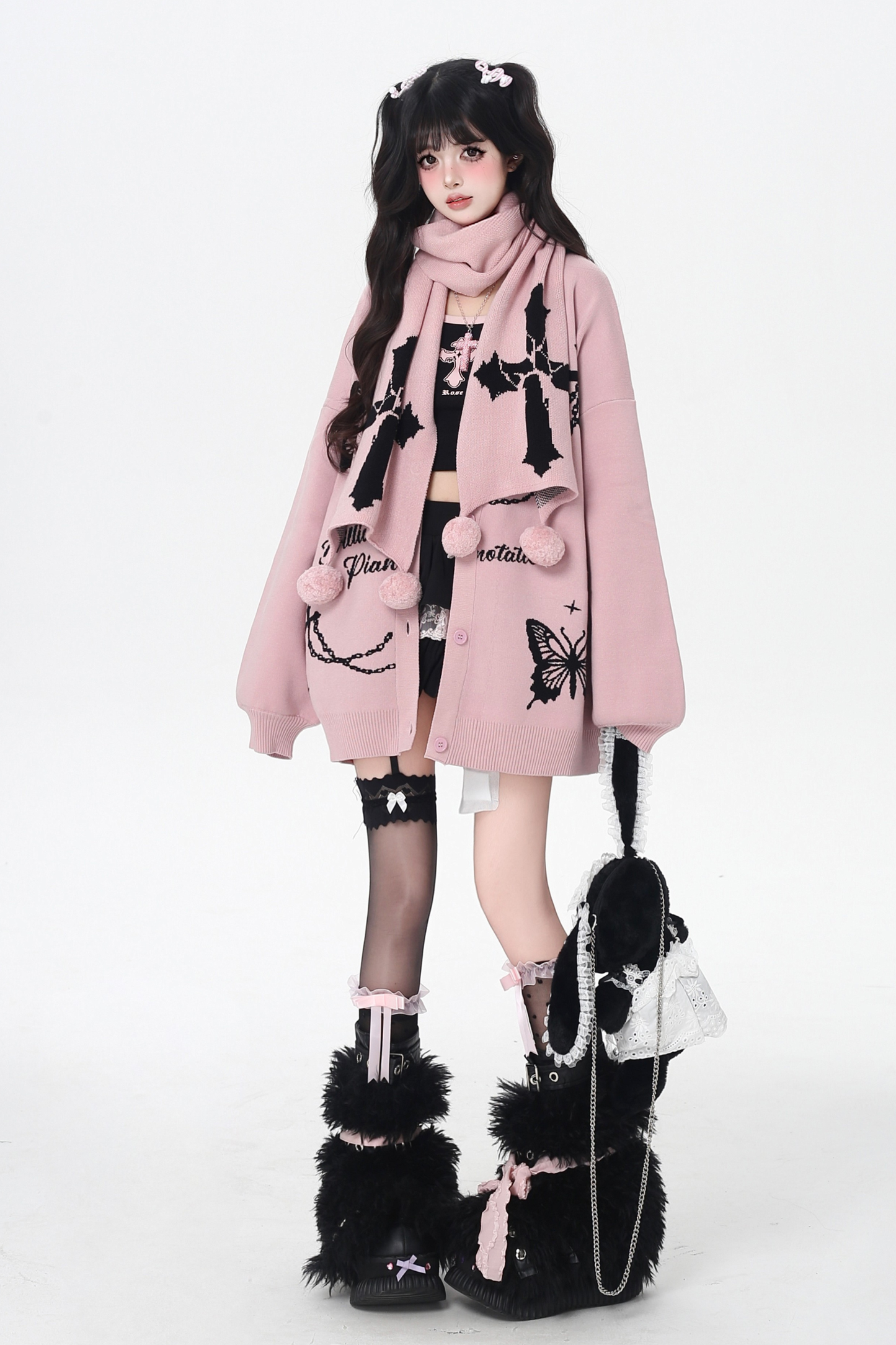 バタフライルーズデザインセーターカーディガン