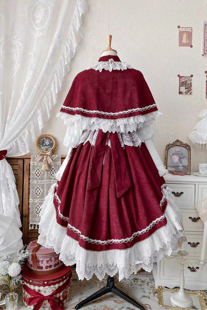 ゴシックドールレースジャンパースカート+ボンネット+ショール