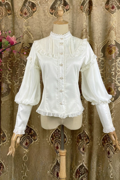 Stand collar retro girly blouse